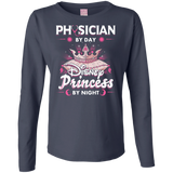 Physician By Day Princess By Night Ladies Long Sleeve Cotton TShirt