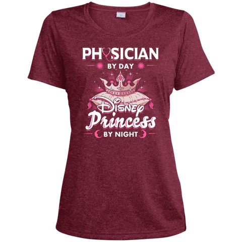 Physician By Day Princess By Night Ladies Heather Dri-Fit Moisture-Wicking Tee